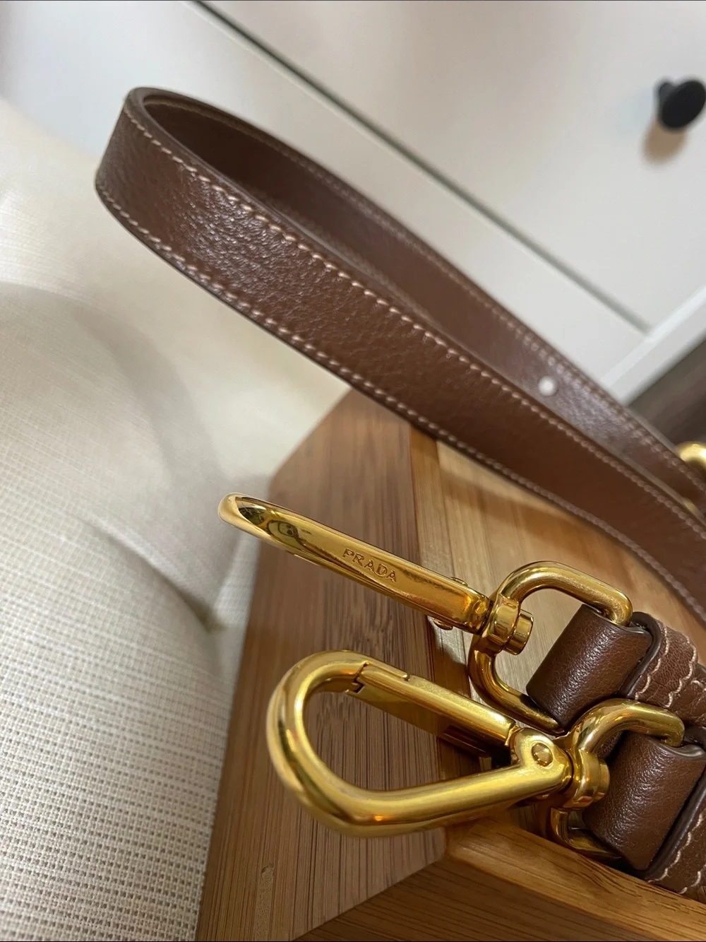 Authentic Prada Replacement Shoulder / Crossbody Strap in Brown/Gold